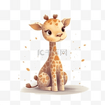 北欧风绘本插画类可爱小动物形象长颈鹿