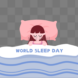 地球睡眠日图片_安睡的卡通女孩世界睡眠日
