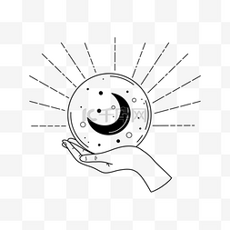 黑白波西米亚风格魔法水晶球