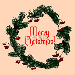 圣诞框架图片_圣诞冬季节日贺卡设计与芬芳的绿