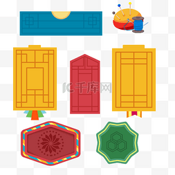 传统窗户花纹图片_韩国传统花纹边框针线包和装饰组