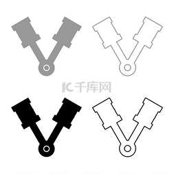 设置齿轮图标图片_发动机活塞两个项目与杆对准汽车