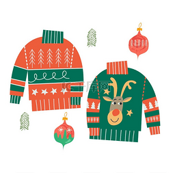 圣诞礼遇季字图片_丑陋的针织圣诞毛衣。