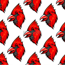 禽流感图片_卡通风格的红色红雀无缝图案