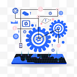 电子齿轮图片_虚拟世界蓝色线条齿轮科技