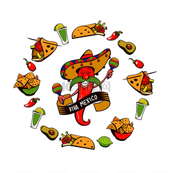 干酪玉米片图片_戴着宽边帽的红辣椒与沙球共舞。