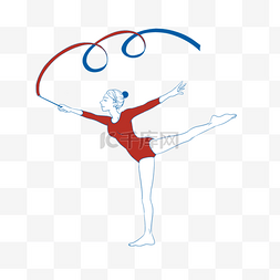 红蓝色系图片_运动员涂鸦卡通艺术体操