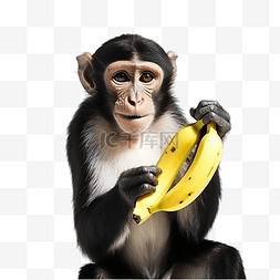 猴子香蕉图片_一只拿着香蕉的猴子