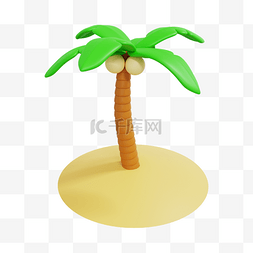 沙滩图片_3DC4D立体夏日椰子树