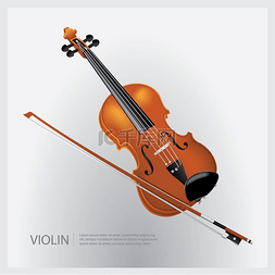交响乐团背景图片_带有小提琴棒矢量图的乐器逼真小