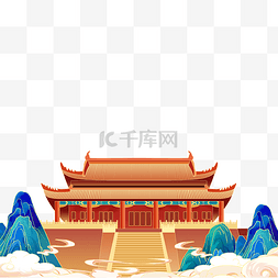 风建筑图片_大气中国风国潮山峰建筑风景