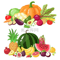 新鲜的蔬菜水果图片_蔬菜和水果。