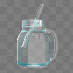 白色塑料吸管图片_质感C4D立体吸管玻璃杯元素