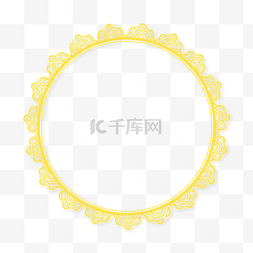 圆圈几何边框图片_黄色圆形花边蕾丝边框