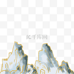 中国风描金山水图片_中国风描金烫金房地产假山石头山