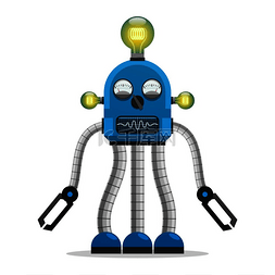 语音机器人图片_带灯泡和语音和电源指示器的蓝色