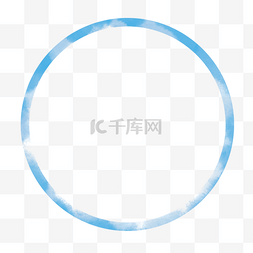 笔刷蓝色水彩圆环图案