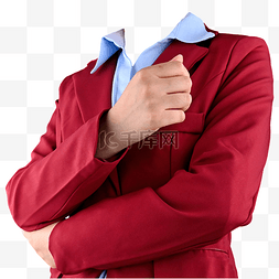 女式西服正装红西装蓝衬衫