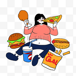 汉堡胖图片_吃美食长胖的女孩