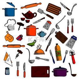 打叉图标图片_锅碗瓢盆、茶具、刀叉、抹刀和砧