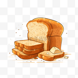 卡通面包可爱图片_面包扁平插画手绘免抠元素