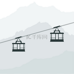 滑雪背景图片_客舱索道的黑色轮廓索道的设计元