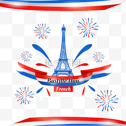 法国国旗svg图片_法国埃菲尔铁塔丝带标签