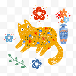 猫咪背景图片图片_波西米亚猫咪插图