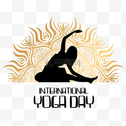 国际瑜伽日图片_剪影金色曼陀罗国际瑜伽日
