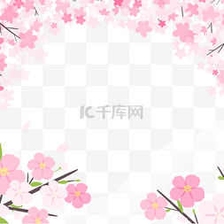 日本春季旅游粉红色桃花边框