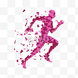 分散图片_跑步运动员粉色低聚风格