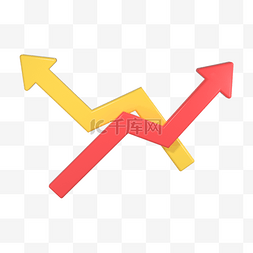 钱币柱状图图片_3d红黄折线箭头
