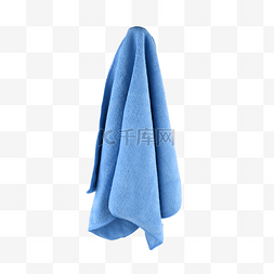 围在脖子上的毛巾图片_蓝色毛巾静物柔软纯棉