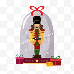 童话士兵背景图片_圣诞水彩雪花装饰品胡桃夹子
