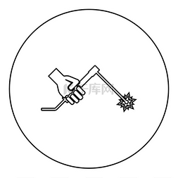 手持式焊枪焊机图标中的焊机圆形