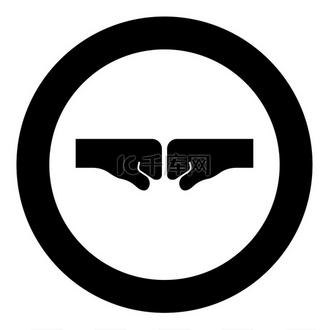 击中了圆圈黑色矢量插图中的冲突斗争抵抗对抗图标的概念,实心轮廓