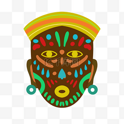 面具非洲面具图片_戴耳环的非洲部落面具