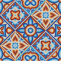 古代马赛克瓷砖图案五颜六色的镶