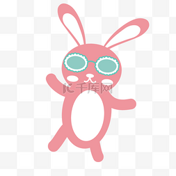 可爱卡通粉色戴眼镜的兔子