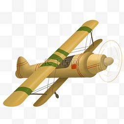复古老式飞机图片_双翼飞机黄色螺旋桨