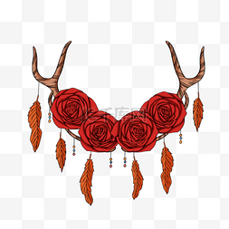 鹿角和玫瑰花装饰
