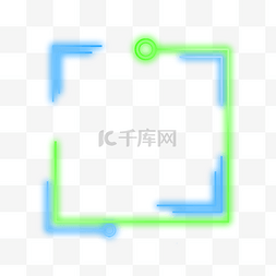 光效文字框图片_边框正方形文本框霓虹光效蓝绿色