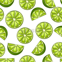 绿色健康新鲜营养图片_无缝图案带有石灰新鲜健康的果汁