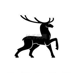 驯鹿剪影图片_成熟的鹿牡鹿孤立的动物剪影矢量