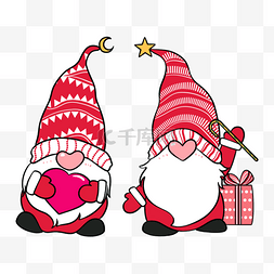 红色爱心棒棒糖图片_卡通圣诞节准备节日礼品侏儒
