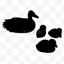 鸭子剪影鸭妈妈和鸭宝宝
