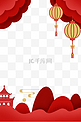 手绘红金色剪纸国庆边框标题框