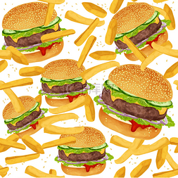 吃汉堡包图片_hamburgare seamless mönster汉堡包无缝