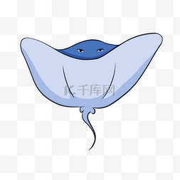 蓝色圆头黄貂鱼海洋动物剪贴画