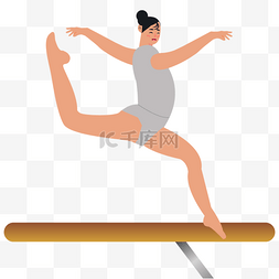 室内运动女孩图片_体操运动人物平衡木